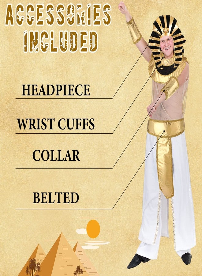 Tarpop 5 Pcs Egyptian Costume Accessory Set, Egyptian Headpiece King Pharaoh Belt Collar Wristbands King Tut Costume for Men Role Play Cosplay - Image 4